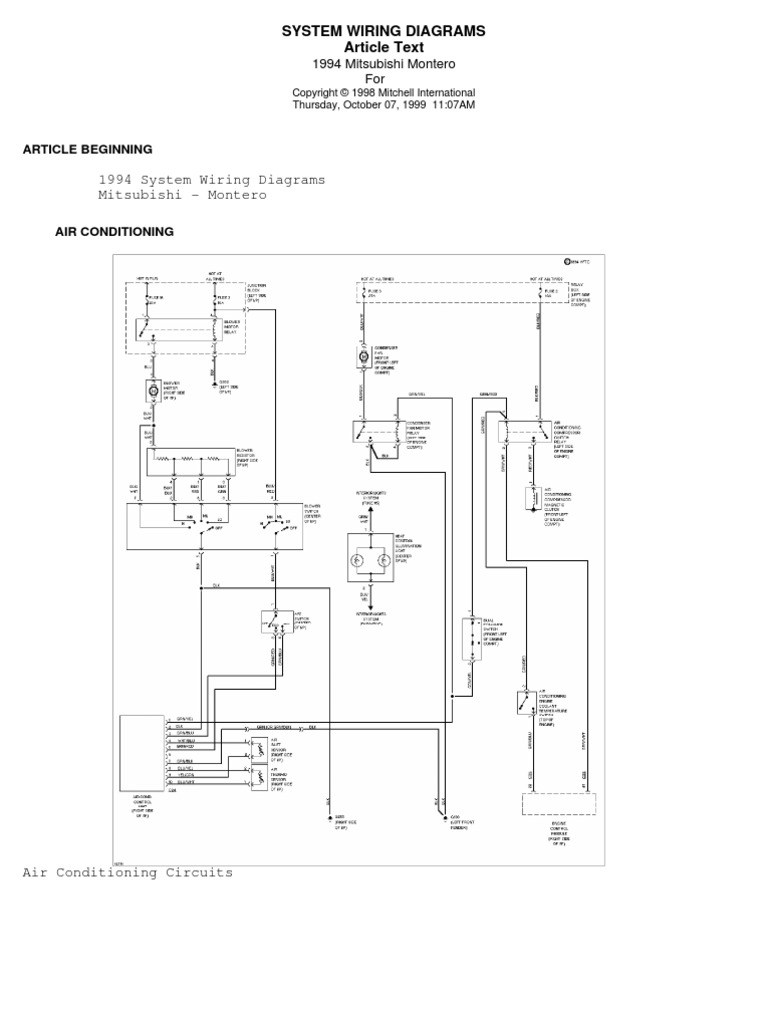 1999 Mitsubishi Montero Wiring Diagram Wiring Diagram Update
